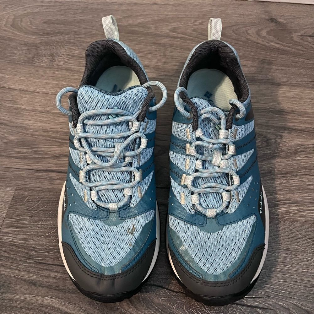 Columbia Techlite Omni Grip Trail Hiking Shoes Women’s 8.5 Teal Black Lace Up